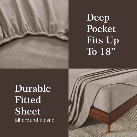 100% Cotton Flannel Sheet Set Solid Deep Pocket Fuzzy Warm Rome