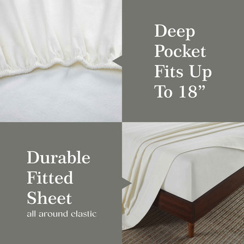 100% Cotton Flannel Sheet Set Solid Deep Pocket Fuzzy Warm Rome