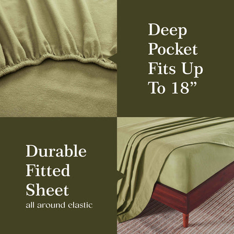 100% Cotton Flannel Sheet Set Solid Deep Pocket Fuzzy Warm Rome