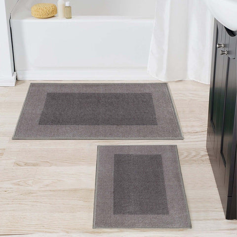 Rome Modern Non-Slip Machine Washable Bathroom Bath Rug Set