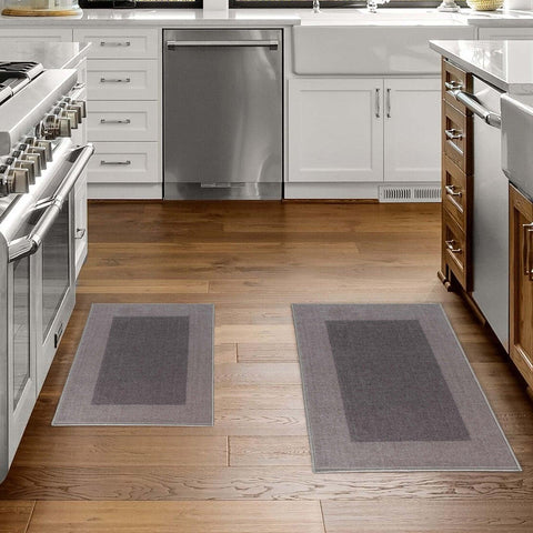 Rome Modern Non-Slip Machine Washable Bathroom Bath Rug Set