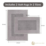 Rome Modern Non-Slip Machine Washable Bath Rug Set