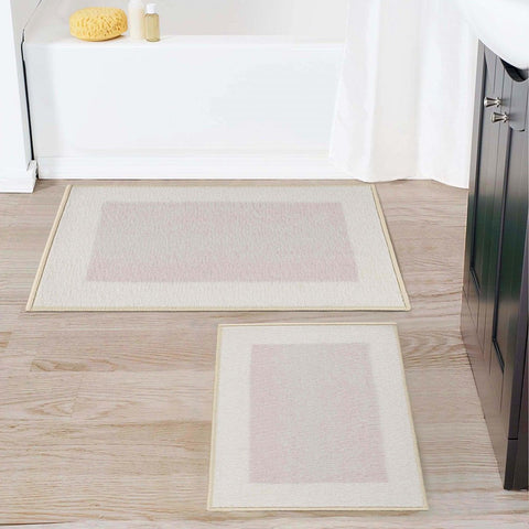 Rome Modern Non-Slip Machine Washable Bathroom Bath Rug Set