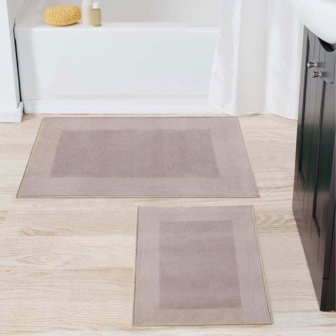 Rome Modern Non-Slip Machine Washable Bathroom Bath Rug Set