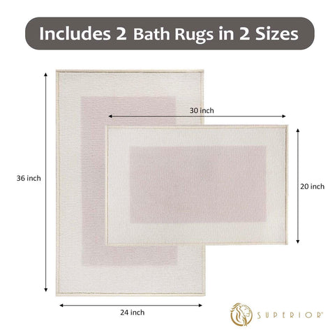 Rome Modern Non-Slip Machine Washable Bathroom Bath Rug Set