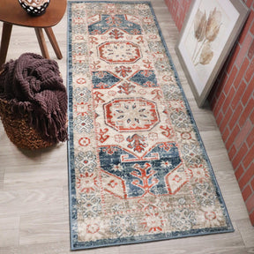 Rustic Distressed Geometric Design Indoor Area Rug