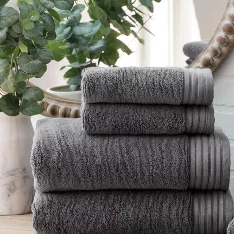Egyptian Cotton Hand/Wash Towel Set of 4-Dark Gray Heavyweight 600 GSM Luxury