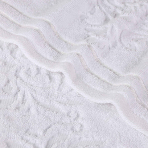 Sadie Zero Twist Cotton Solid and Jacquard Floral 12 Piece Towel Set