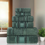 Sadie Zero Twist Cotton Solid and Jacquard Floral 6 Piece Towel Set