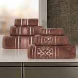 Sadie Zero Twist Cotton Solid and Jacquard Floral 6 Piece Towel Set