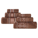 Sadie Zero Twist Cotton Solid and Jacquard Floral 6 Piece Towel Set