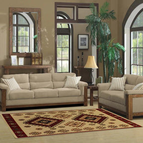 Santa Fe Geometric Floral Ikat Indoor Area Rug Or Runner Rug