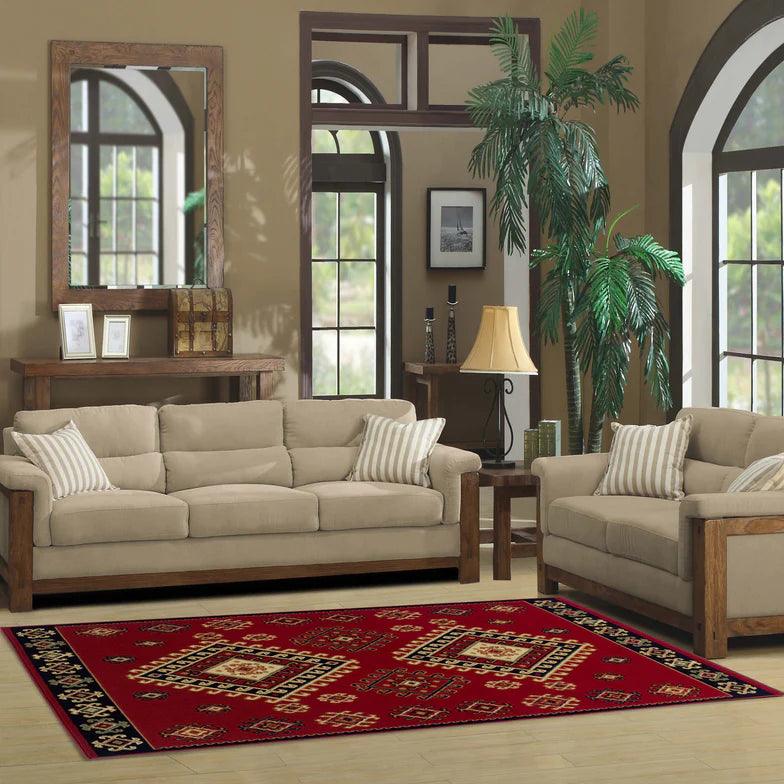 Santa Fe Geometric Floral Ikat Indoor Area Rug Or Runner Rug
