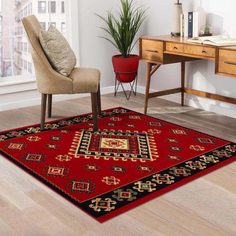 Santa Fe Geometric Floral Ikat Indoor Area Rug Or Runner Rug