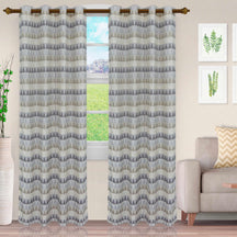 Scalene Jacquard Trellis Grommet Semi-Sheer Curtain Panel Set