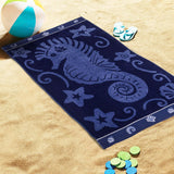 Sea Horse Oversized Cotton Beach Towel Set of 2 Piece