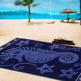 Sea Horse Oversized Cotton Beach Towel Set of 2 Piece