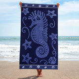 Sea Horse Oversized Cotton 2 Piece Beach Towel Set