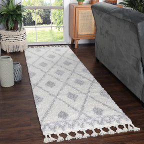 Serafina Boho Tribal Geometric Indoor Shag Area Rug with Tassels
