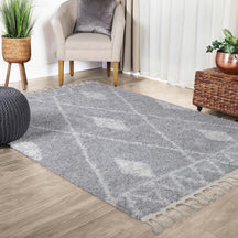 Serafina Boho Tribal Geometric Indoor Shag Area Rug with Tassels