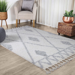 Serafina Boho Tribal Geometric Indoor Shag Area Rug with Tassels