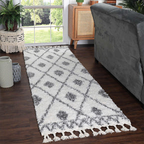 Serafina Boho Tribal Geometric Indoor Shag Area Rug with Tassels