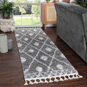 Serafina Boho Tribal Geometric Indoor Shag Area Rug with Tassels