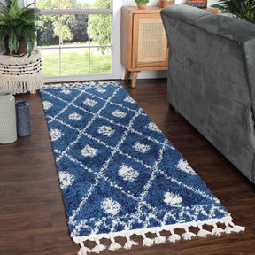 Serafina Boho Tribal Geometric Indoor Shag Area Rug with Tassels