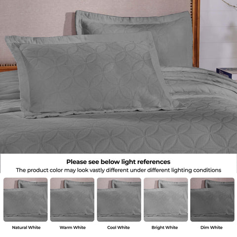 Lightweight Cotton Bedspread Sets 3-Piece Serenity Wedding Ring Jacquard Matelassé