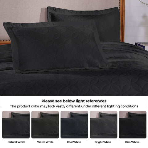 Lightweight Cotton Bedspread Sets 3-Piece Serenity Wedding Ring Jacquard Matelassé