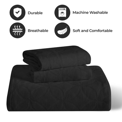 Lightweight Cotton Bedspread Sets 3-Piece Serenity Wedding Ring Jacquard Matelassé