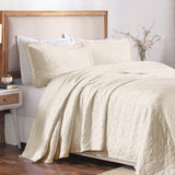 Lightweight Cotton Bedspread Sets 3-Piece Serenity Wedding Ring Jacquard Matelassé