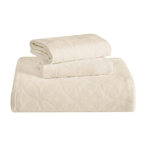 Lightweight Cotton Bedspread Sets 3-Piece Serenity Wedding Ring Jacquard Matelassé