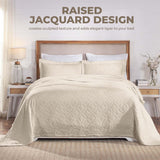 Lightweight Cotton Bedspread Sets 3-Piece Serenity Wedding Ring Jacquard Matelassé