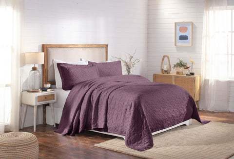 Lightweight Cotton Bedspread Sets 3-Piece Serenity Wedding Ring Jacquard Matelassé