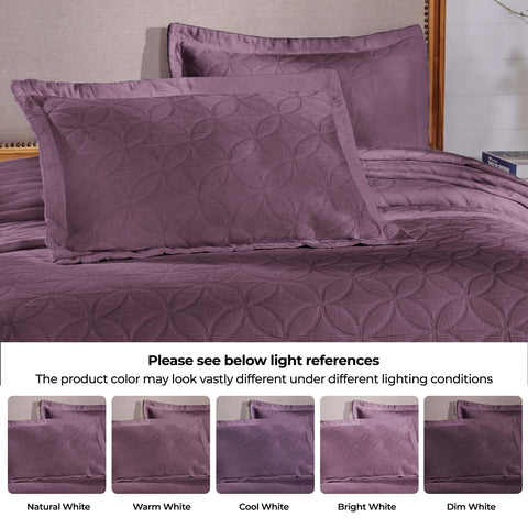 Lightweight Cotton Bedspread Sets 3-Piece Serenity Wedding Ring Jacquard Matelassé