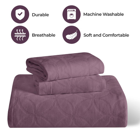 Lightweight Cotton Bedspread Sets 3-Piece Serenity Wedding Ring Jacquard Matelassé