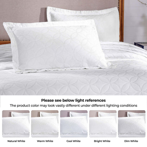 Lightweight Cotton Bedspread Sets 3-Piece Serenity Wedding Ring Jacquard Matelassé