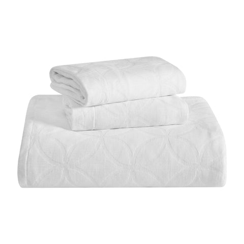 Lightweight Cotton Bedspread Sets 3-Piece Serenity Wedding Ring Jacquard Matelassé