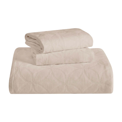 Lightweight Cotton Bedspread Sets 3-Piece Serenity Wedding Ring Jacquard Matelassé
