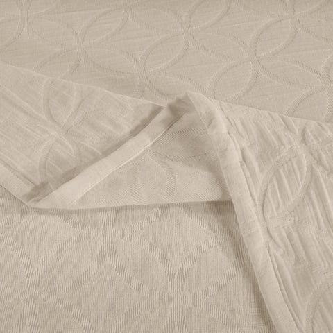 Lightweight Cotton Bedspread Sets 3-Piece Serenity Wedding Ring Jacquard Matelassé