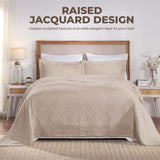 Lightweight Cotton Bedspread Sets 3-Piece Serenity Wedding Ring Jacquard Matelassé