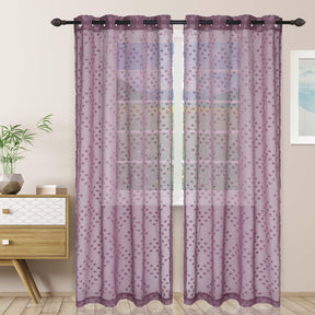 Sheer Poppy Floral Modern Textured Grommet Curtain Panels Set of 2