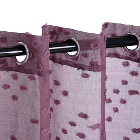 Sheer Poppy Floral Modern Textured Grommet Curtain Panels Set of 2