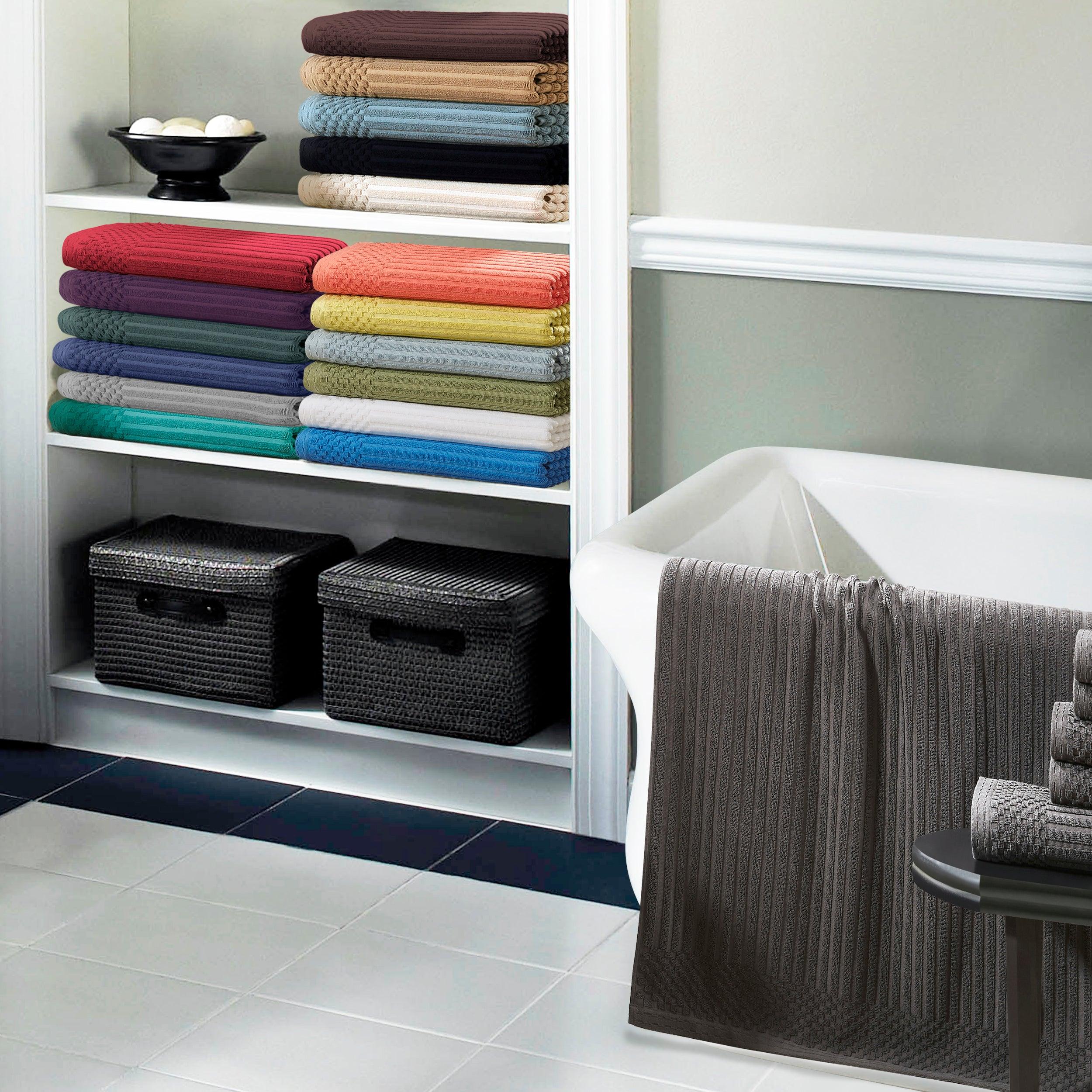 Soho Cotton Ribbed Textured Absorbent Bath Sheet & Bath Towel Set