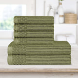 Soho Cotton Ribbed Textured Absorbent Hand and Bath Towel Set