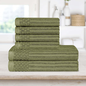Soho Cotton Ribbed Textured Absorbent Hand and Bath Towel Set