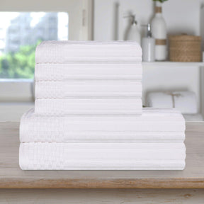 Soho Cotton Ribbed Textured Absorbent Hand and Bath Towel Set