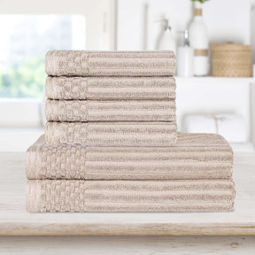 Soho Cotton Ribbed Textured Absorbent Hand and Bath Towel Set