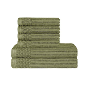 Soho Cotton Ribbed Textured Absorbent Hand and Bath Towel Set